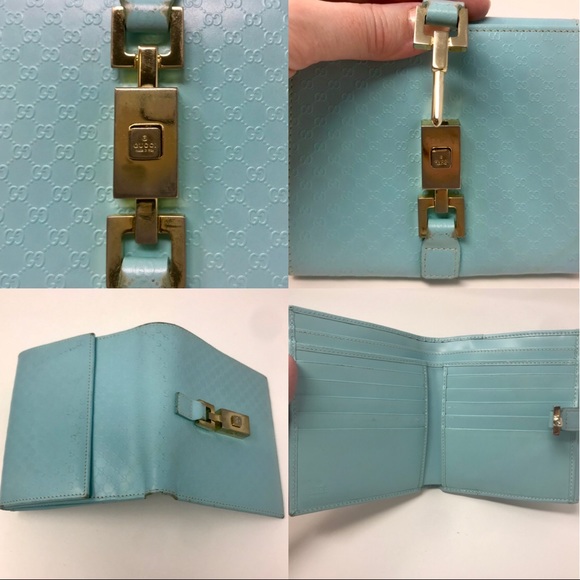 Gucci Robin Egg Blue MicroGG Leather Jackie Wallet - Picture 4 of 8